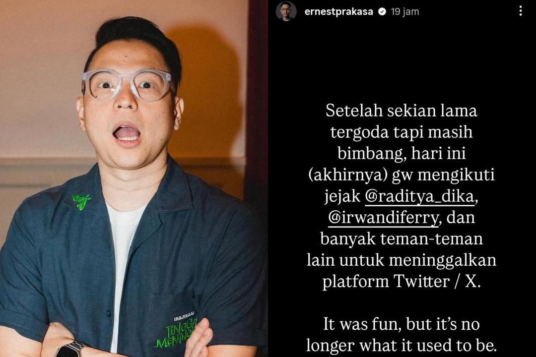 Ernest Prakasa Tutup Akun X Pribadinya