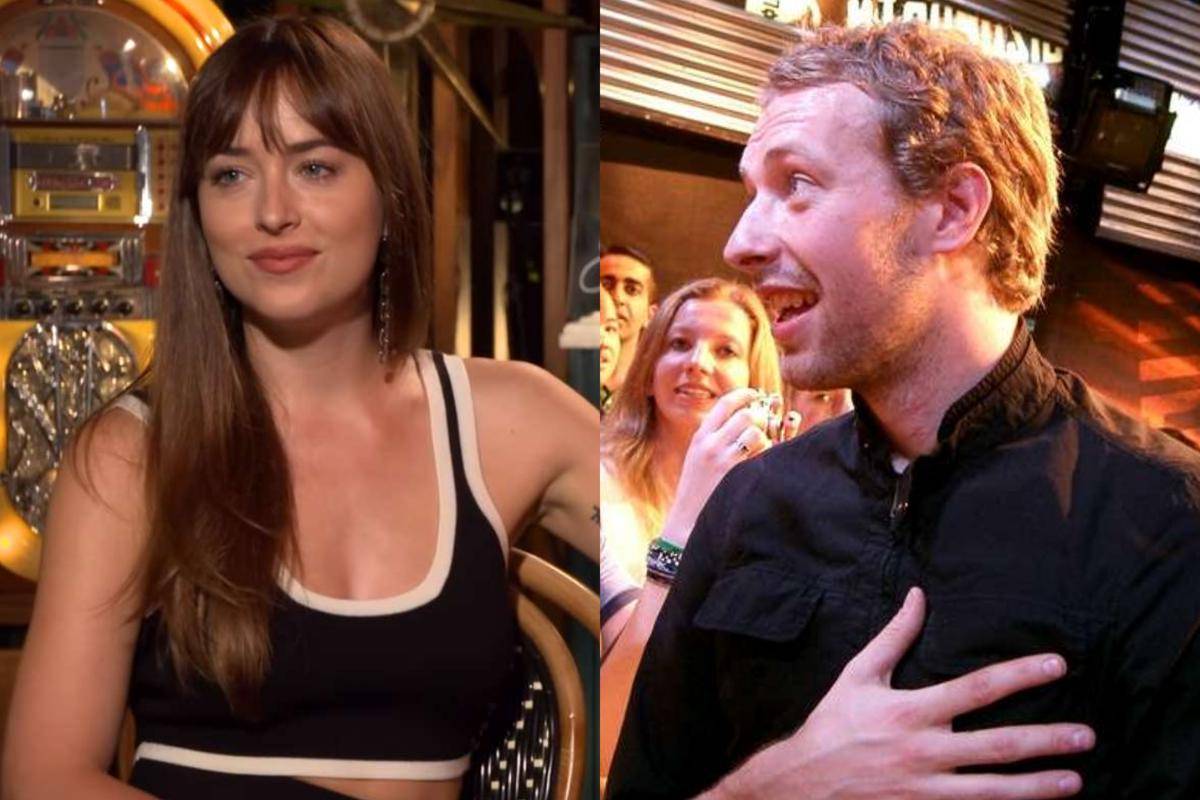 Dakota Johnson di acara MTV 2018 dan Chris Martin saat bertemu penggemar (commons.wikimedia.org/MTV International | commons.wikimedia.org/ilkerender)