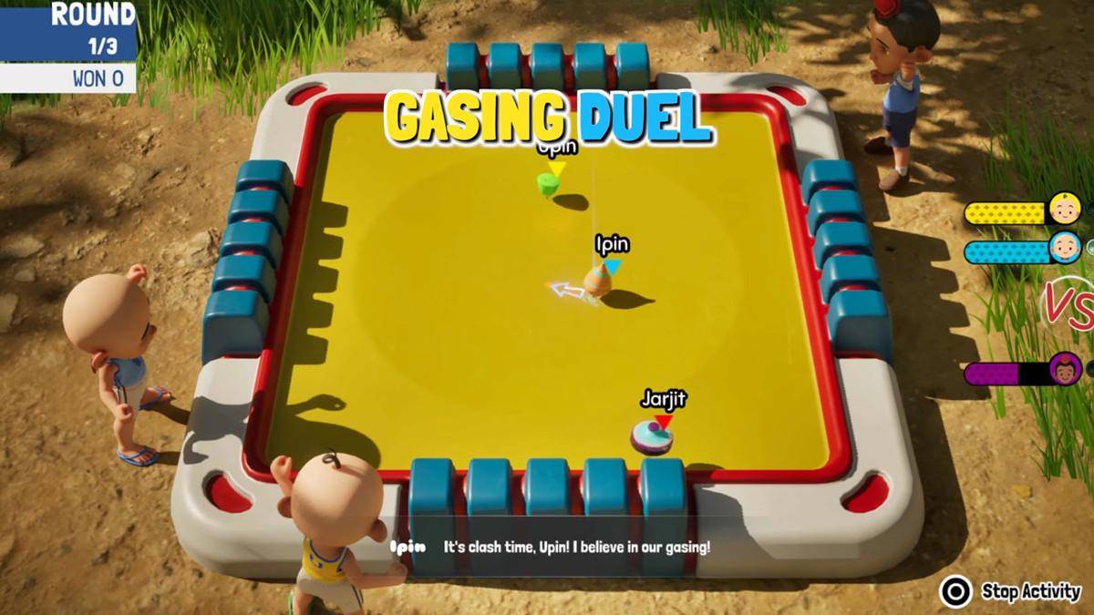 cuplikan gameplay minigame gasing (dok. Streamline Studios/Upin & Ipin Universe)
