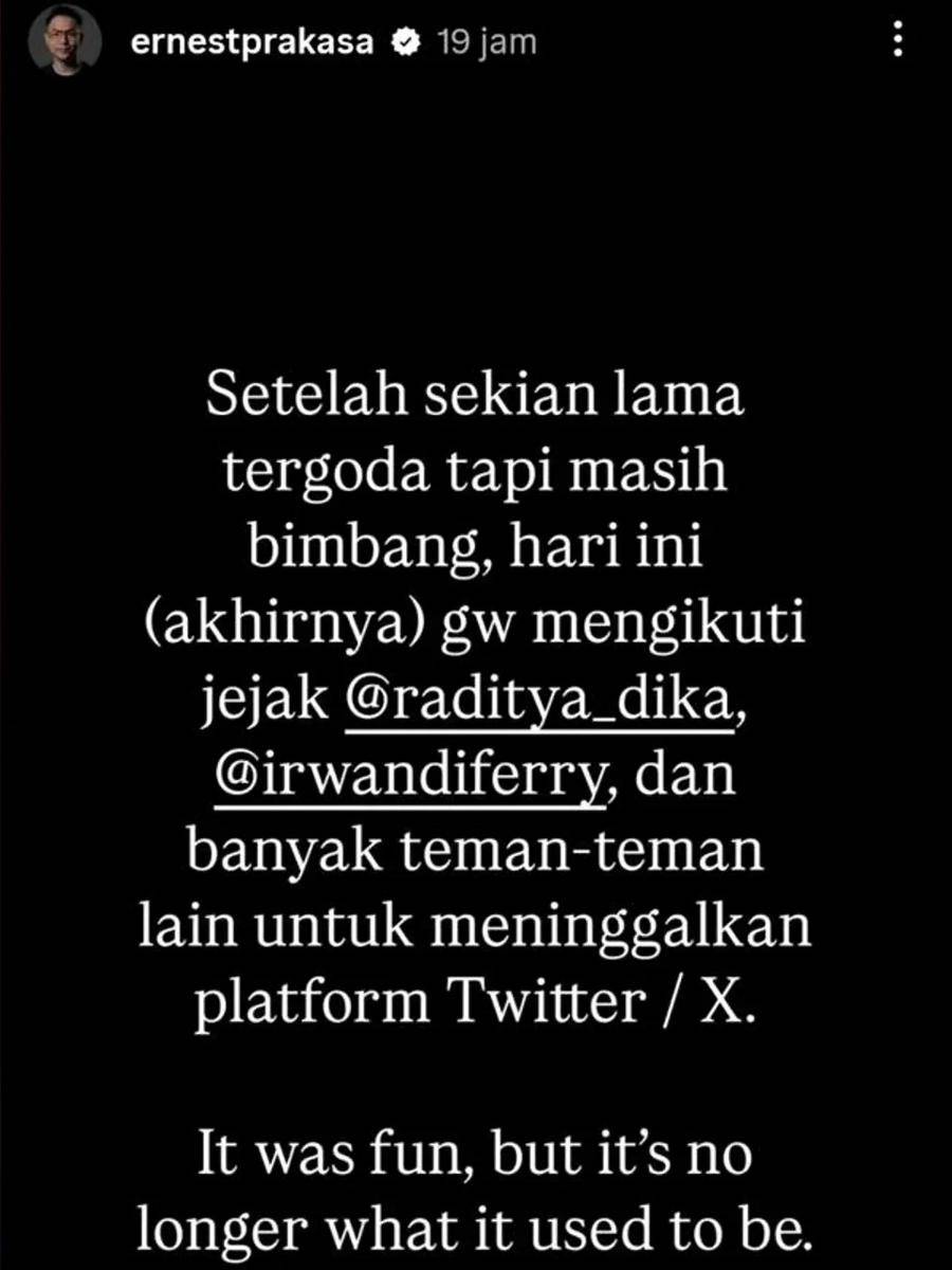 Ernest Prakasa (instagram.com/ernestprakasa)