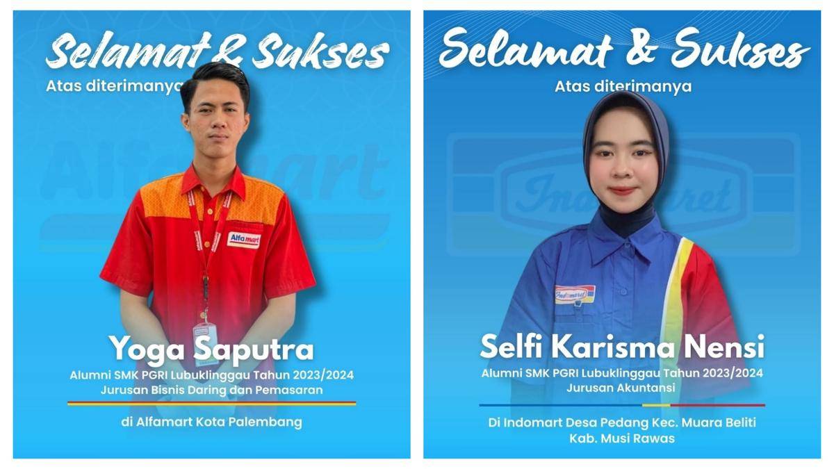 Postingan SMK PGRI Lubuk Linggau yang mengapresiasi lulusan kerja di retail kini viral di sosial media. (Dok. SMK PGRI Lubuk Linggau)