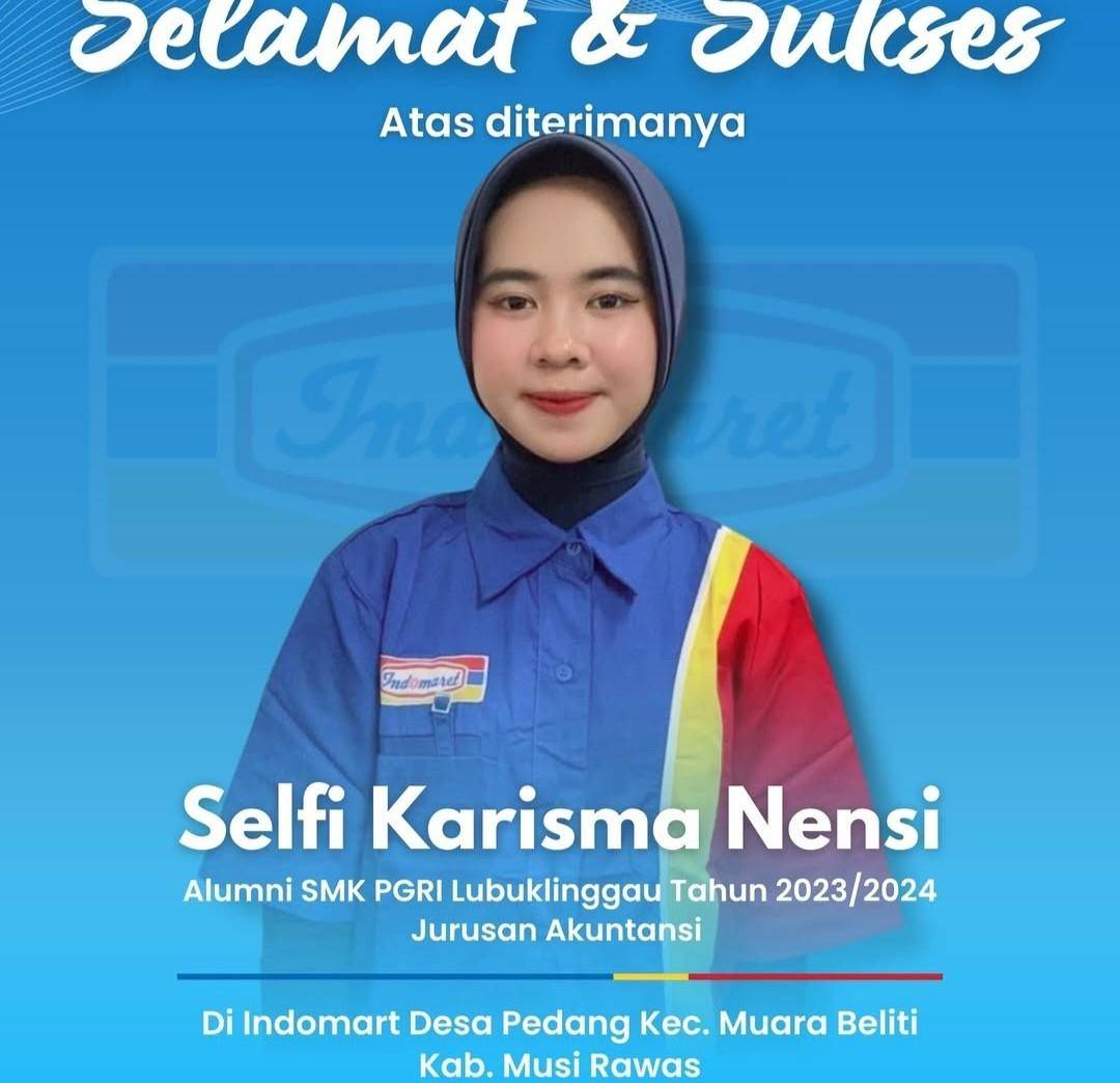 Postingan SMK PGRI Lubuk Linggau yang mengapresiasi lulusan kerja di retail kini viral di sosial media. (Dok. SMK PGRI Lubuk Linggau)