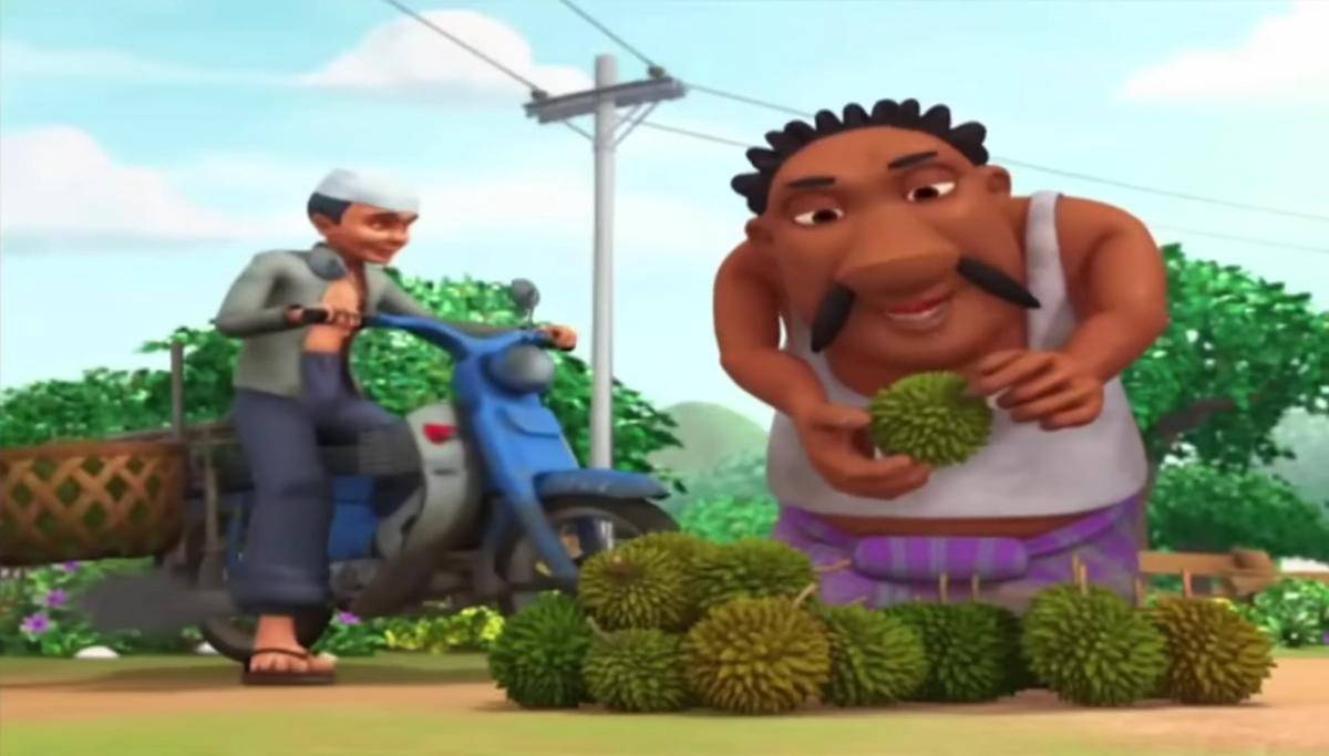 buah-buahan yang dijual Tok Dalang (dok. Les' Copaque Production/Upin & Ipin)
