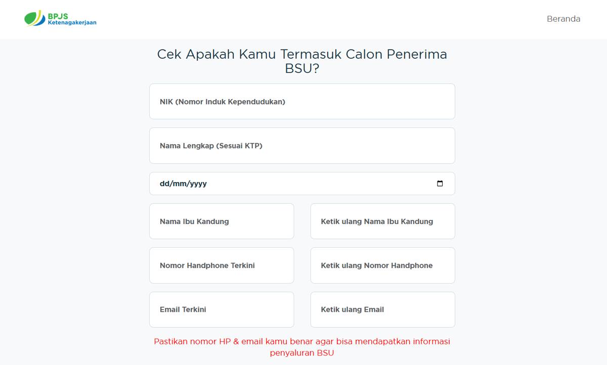 Cara cek penerima BSU 2025