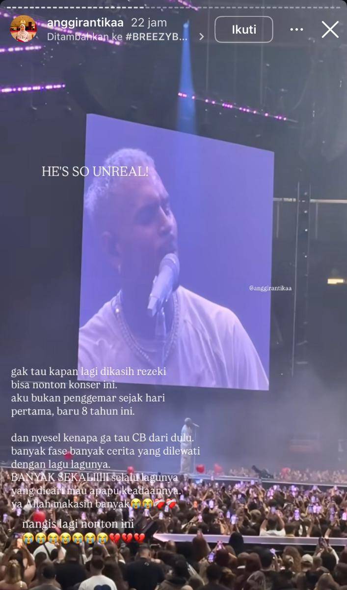 potret Oki Rengga dan istrinya nonton konser Chris Brown di Amsterdam (Instagram.com/anggirantikaa)