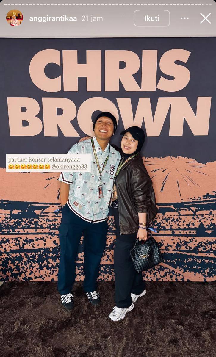 potret Oki Rengga dan istrinya nonton konser Chris Brown di Amsterdam (Instagram.com/anggirantikaa)
