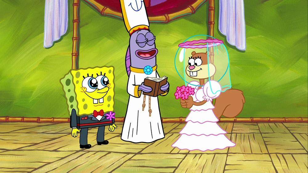 adegan SpongeBob dan Sandy menikah (dok. Nickelodeon/SpongeBob SquarePants)