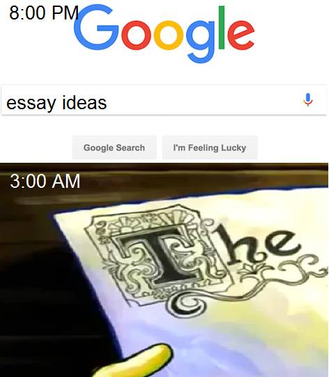 meme SpongeBob ngerjain esai (reddit.com/r/BikiniBottomTwitter)