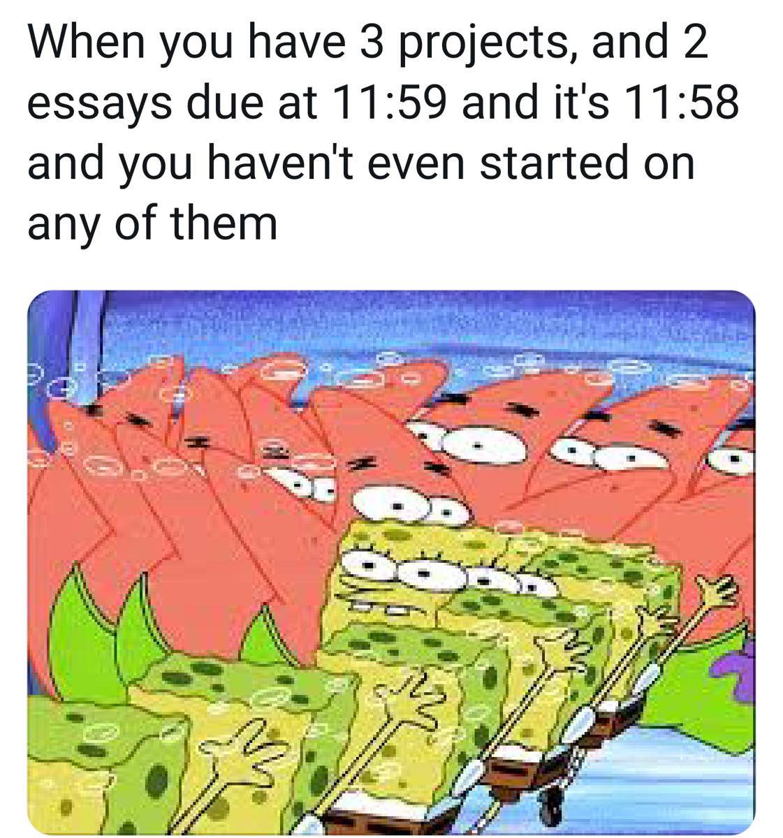 meme SpongeBob ngerjain esai (eddit.com/user/CrispyMiner)