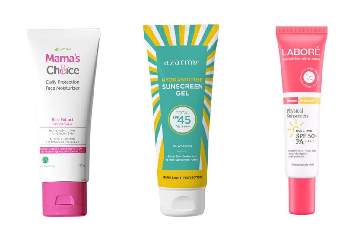 Rekomendasi sunscreen lokal untuk ibu hamil dan menyusui (shopee.co.id/Mama's Choice Official Shop | shopee.co.id/Azarine Cosmetic Official Shop) | (laboreskinexpert.com)