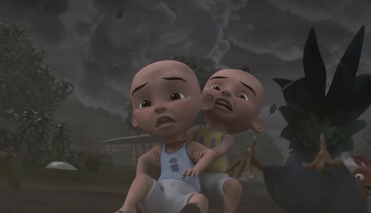 bencana angin puting beliung di Kampung Durian Runtuh (youtube.com/Les' Copaque Production)