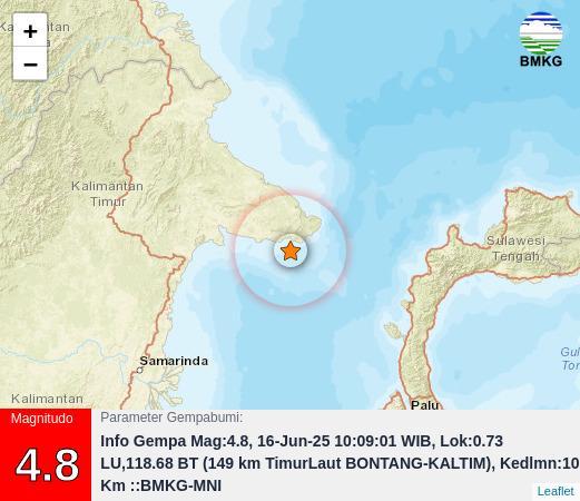 BREAKING!!! Gempa M4,8 Guncang Biduk-Biduk Berau, Terasa hingga Tarakan
