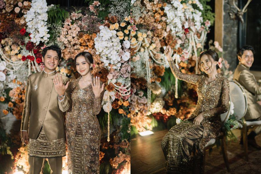 Dekorasi Lamaran Arbani Yasiz dan Raissa, Warm dan Penuh Bunga!