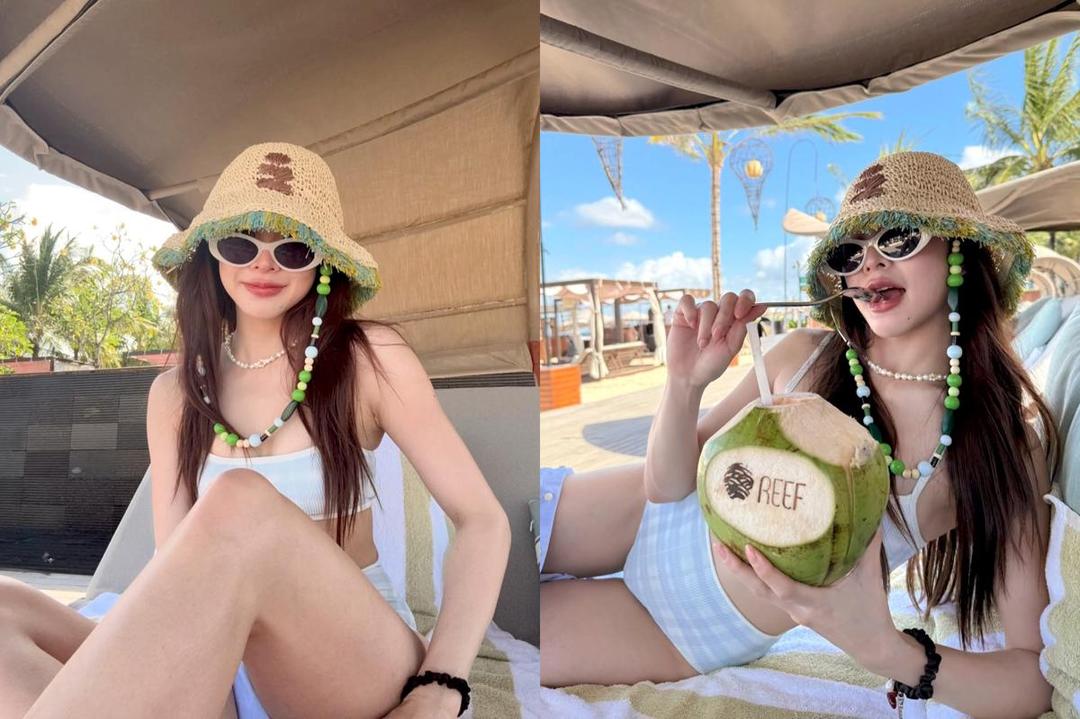 Potret Liburan Aktris Thailand WJ Mild di Bali, Santai di Private Beach