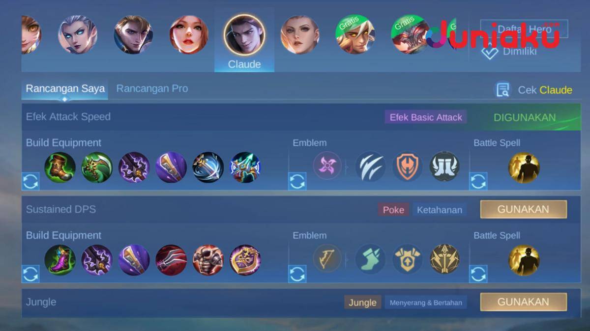 Build Claude Mobile Legend 2025