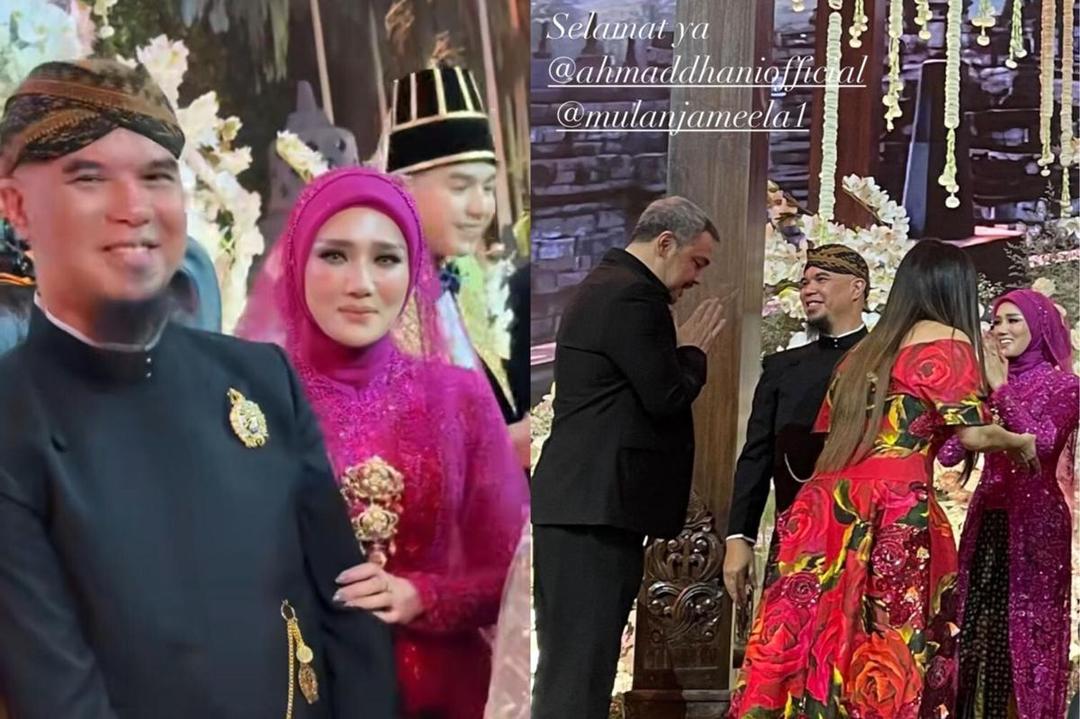 Potret Mulan Jameela di Ngunduh Mantu Al dan Alyssa, Dampingi Ahmad Dhani di Pelaminan