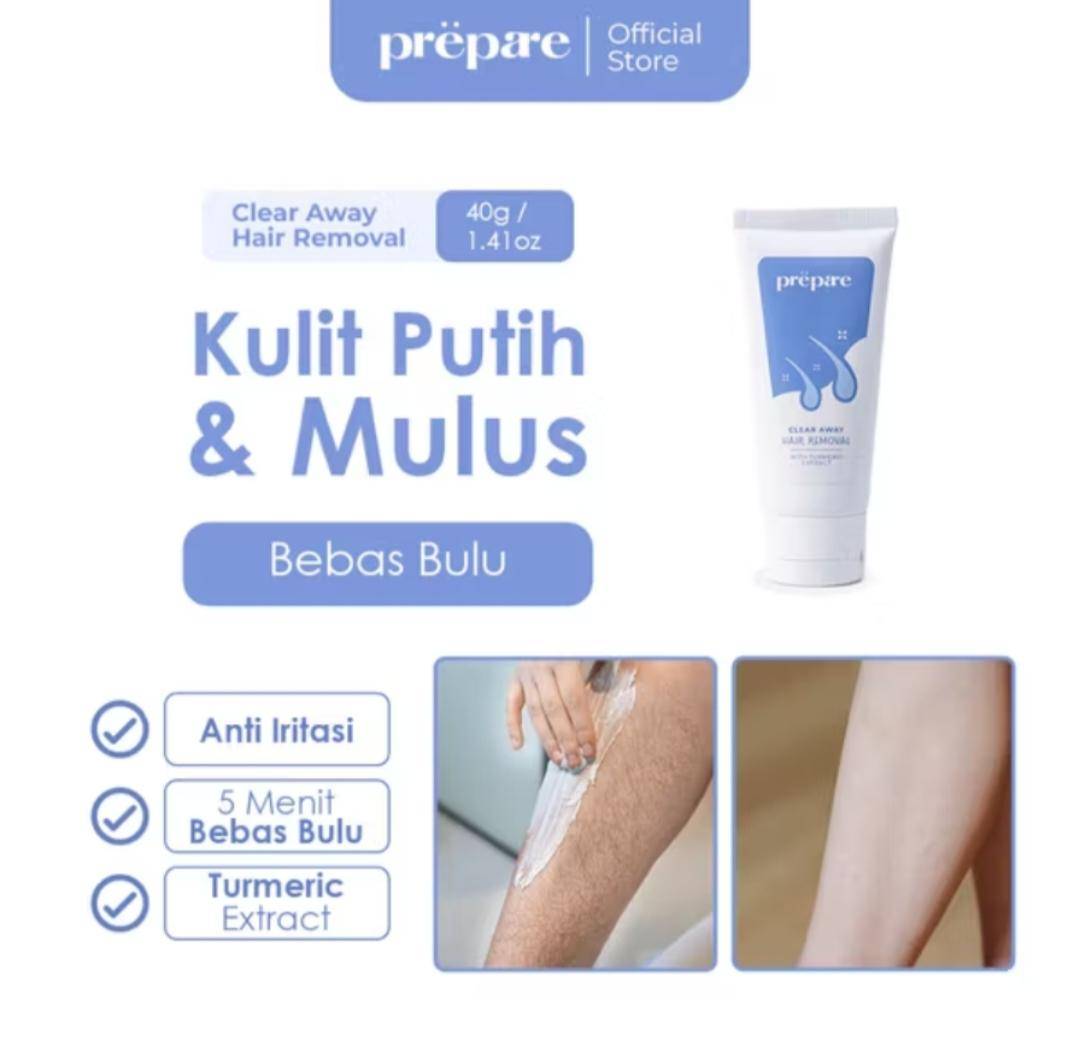 Prepare Clear Away Hair Removal with Turmeric Extract (shopee.co.id/Prepare Official Store) 