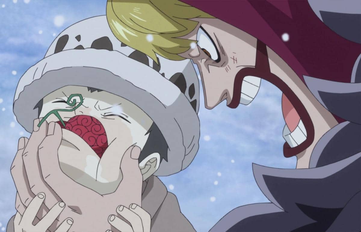 Law dipaksa memakan Buah Iblis oleh Corazon