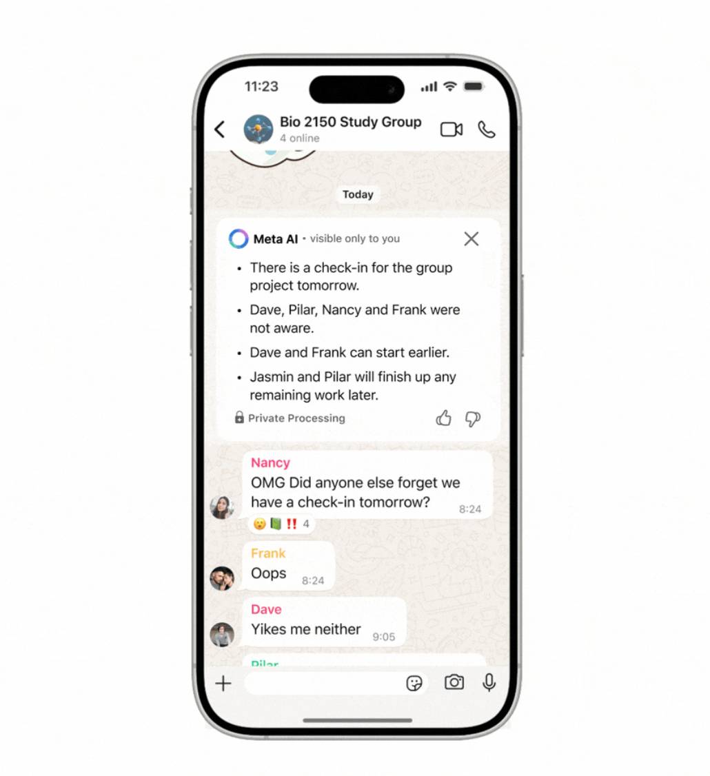 cara kerja fitur Private Message Summaries pada WhatsApp (dok. WhatsApp)