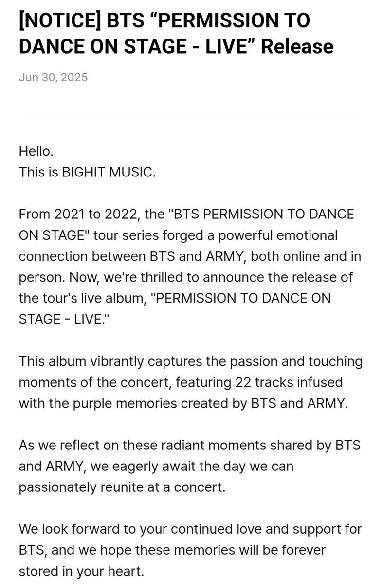 BTS PERMISSION TO DANCE ON STAGE