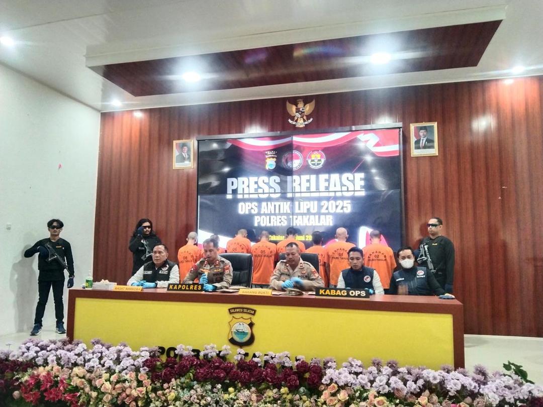 Polisi menangkap sembilan orang pemuda di Kabupaten Takalar karena mengonsumsi sabu-sabu, Senin (30/6/2025)/Istimewa