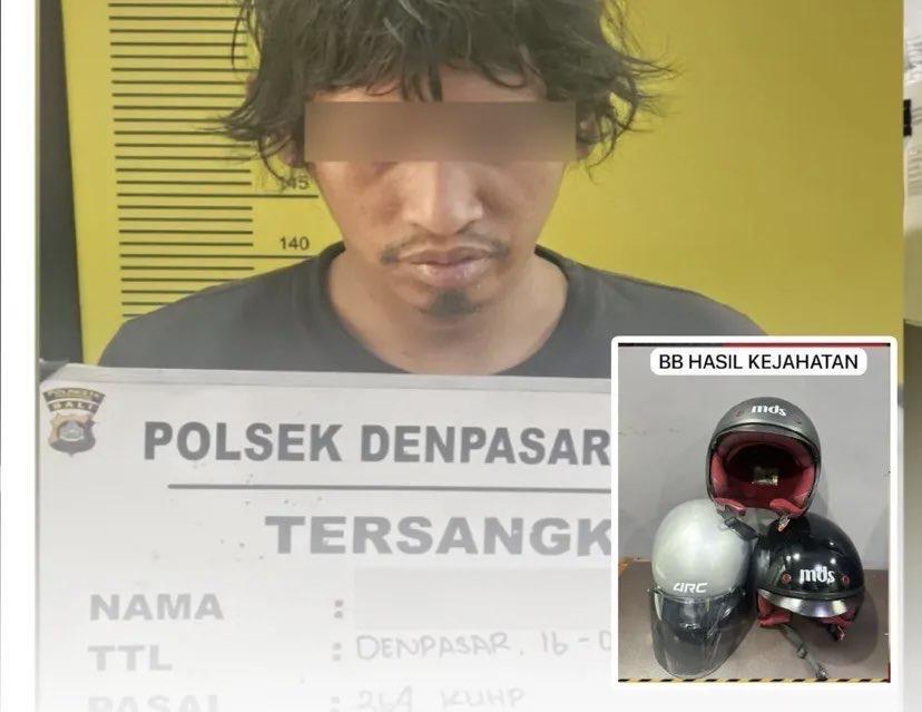 Polisi Menangkap Pencuri Helm di Denpasar dan Badung