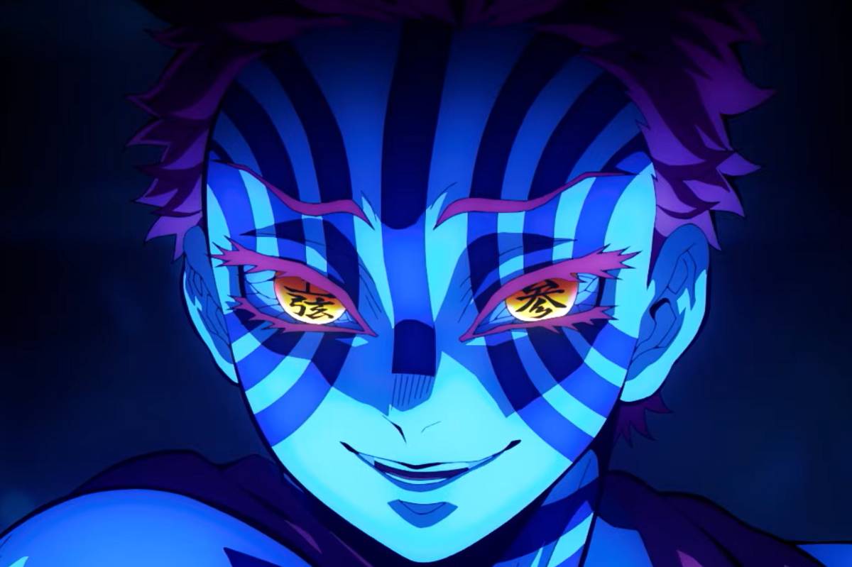 Kemunculan Iblis Bulan Atas 3, Akaza, yang siap bertarung di trailer resmi (dok. Aniplex/ufotable)