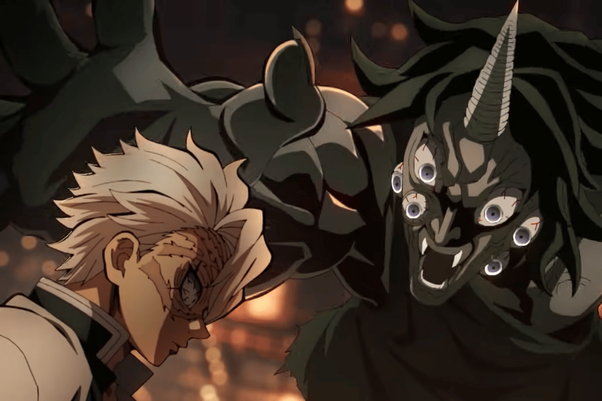 Screenshot adegan pertarungan sengit dalam trailer resmi Kimetsu no Yaiba: Infinity Castle (dok. Aniplex/ufotable)