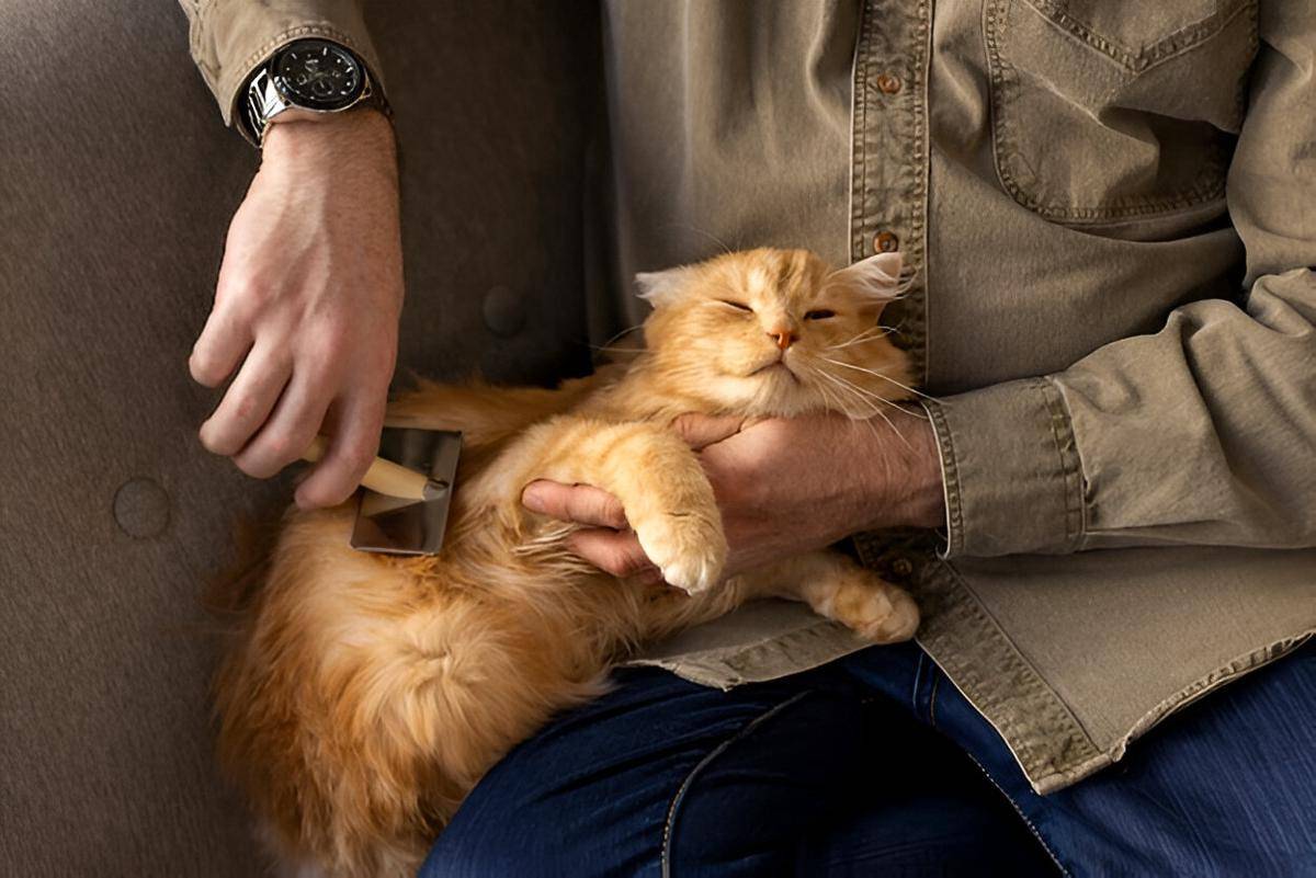 ilustrasi pria memelihara kucing (freepik.com/freepik)