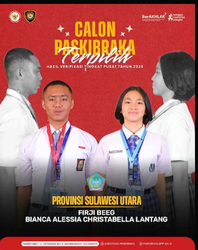 Firji Beeg dan Bianca Lantang, Dua Pelajar Asal Sulut Lolos Paskibraka 2025
