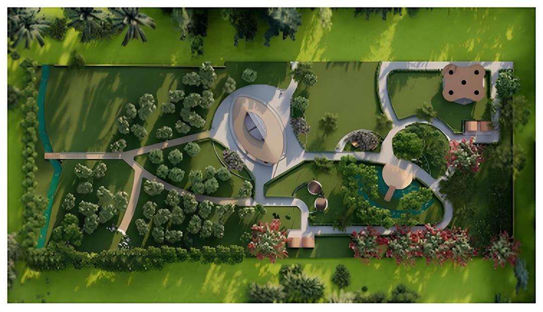 Illustrasi Desain Taman Tematik Bambu Institut Teknologi Sumatra (Itera)