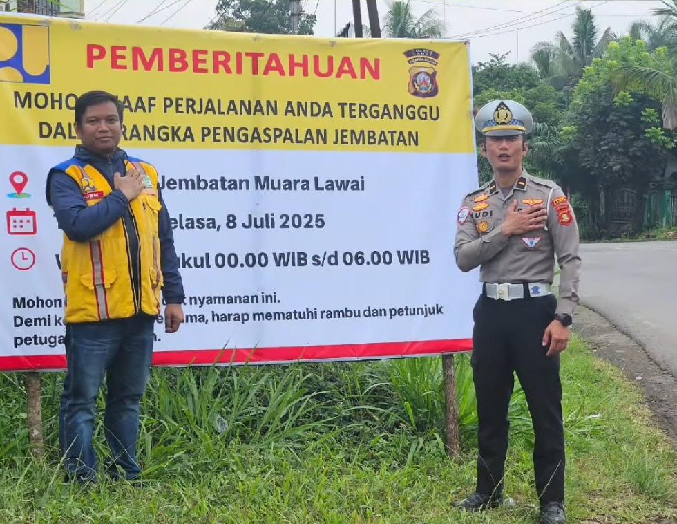 Jembatan Muara Lawai Lahat Diaspal, Mulai 8 Juli Buka Tutup Jalan