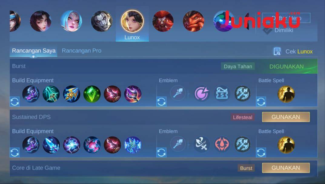 Build Lunox(Dok. Moonton/Mobile Legends)