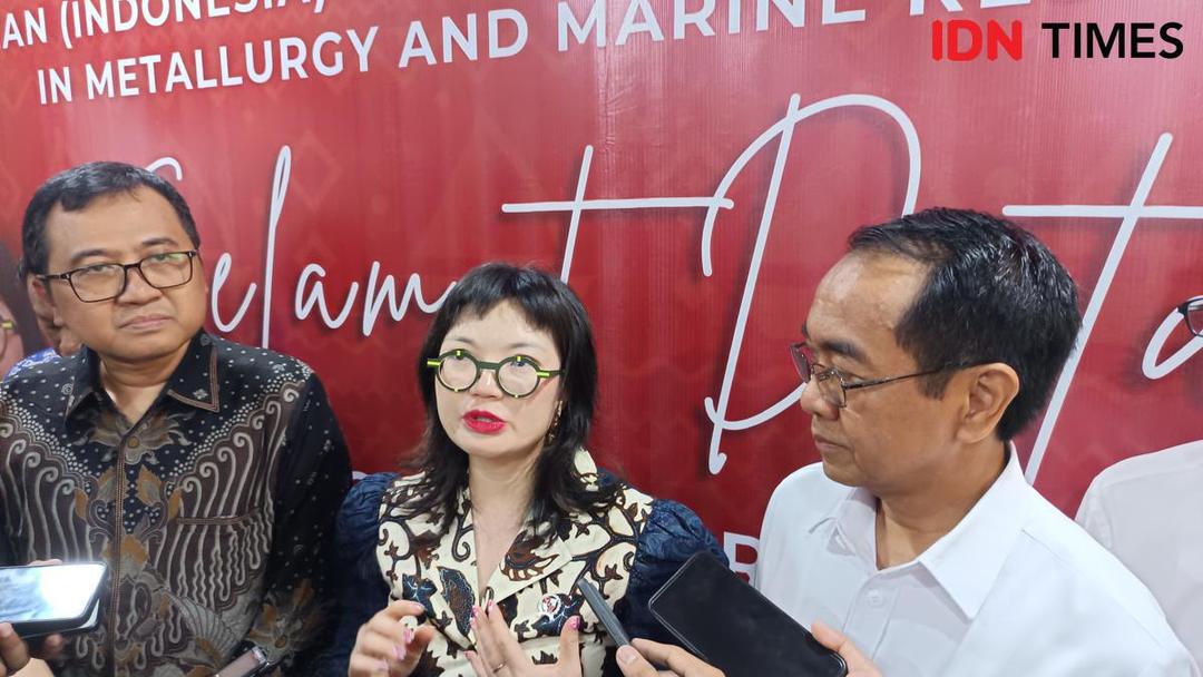 Wakil Menteri Pendidikan Tinggi, Sains, dan Teknologi, Stella Christie saat kunjungan kerja di Universitas Hasanuddin, Makassar, Senin (7/7/2025). (IDN Times/Asrhawi Muin)