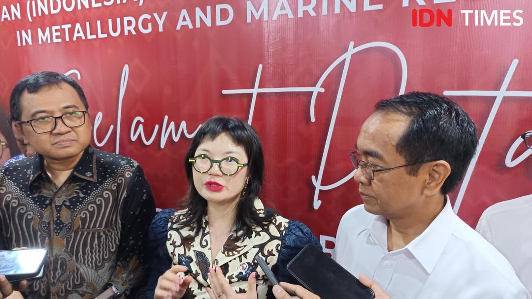 Wakil Menteri Pendidikan Tinggi, Sains, dan Teknologi, Stella Christie saat kunjungan kerja di Universitas Hasanuddin, Makassar, Senin (7/7/2025). (IDN Times/Asrhawi Muin)