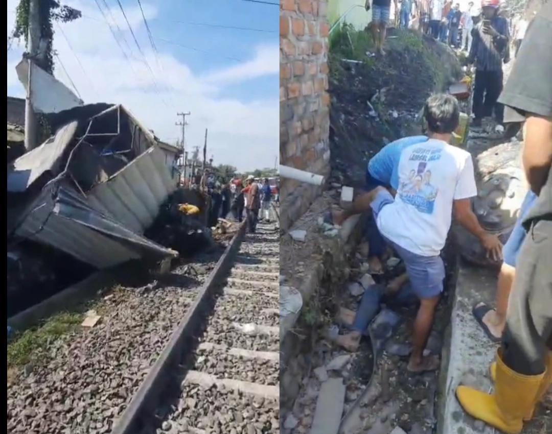 Kereta Api Babaranjang Hantam Truk Boks di Lamsel, Sopir Patah Kaki