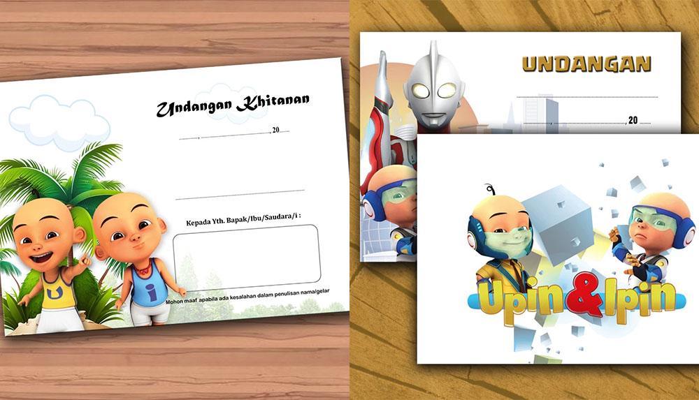 Ilustrasi undangan Upin Ipin (kolase foto via Shopee.co.id/@Berkah Printing Bandung)
