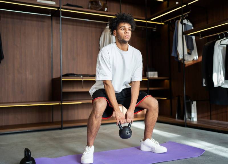 ilustrasi olahraga dengan kettlebell (freepik.com/freepik)