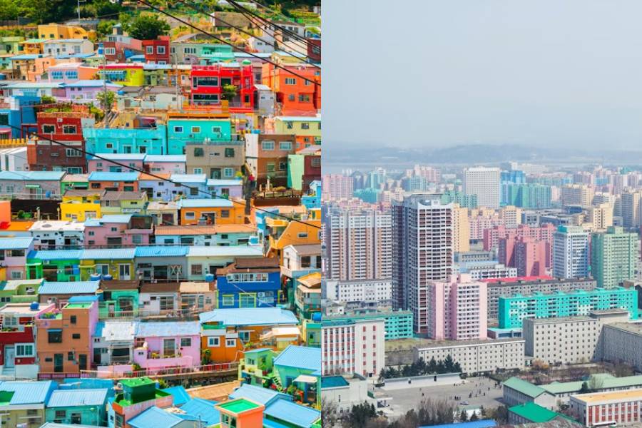 Potret Korea Selatan (unsplash.com/seontudio) | Potret Korea Utara (unsplash.com/thoeva)