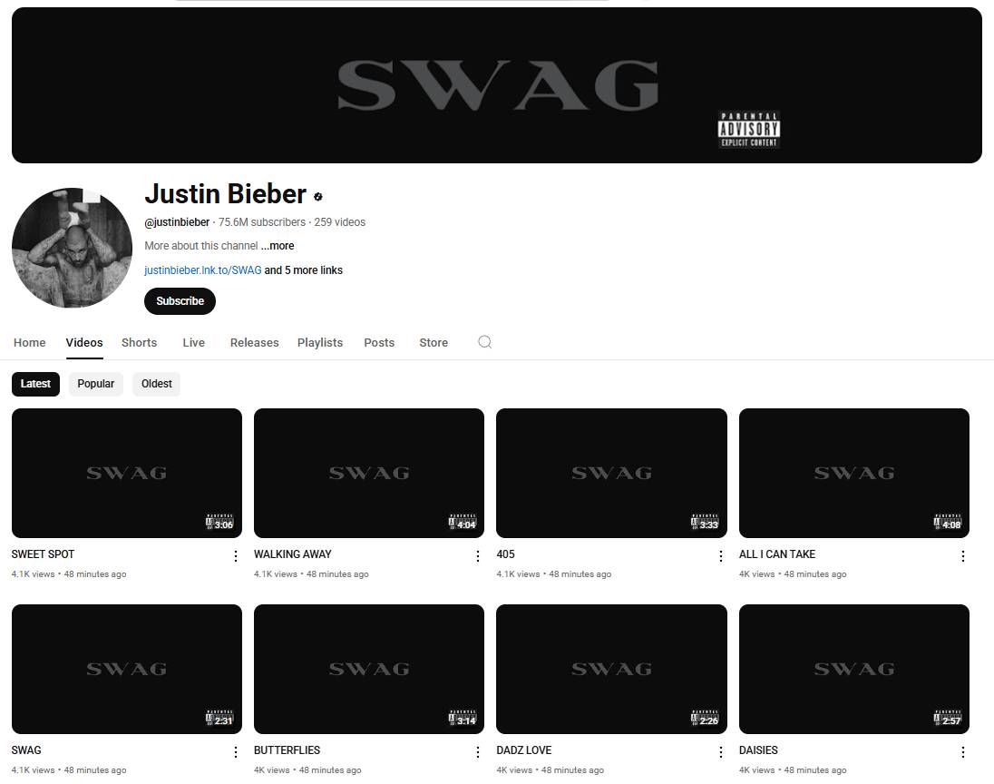 Justin Bieber comeback lewat album studio SWAG