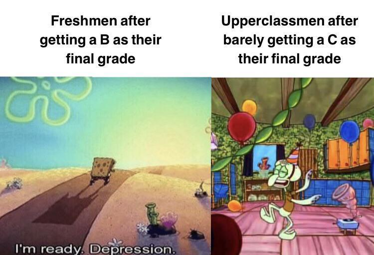 8 Meme SpongeBob tentang Kuliah, Mahasiswa Bangkotan Udah Pasrah