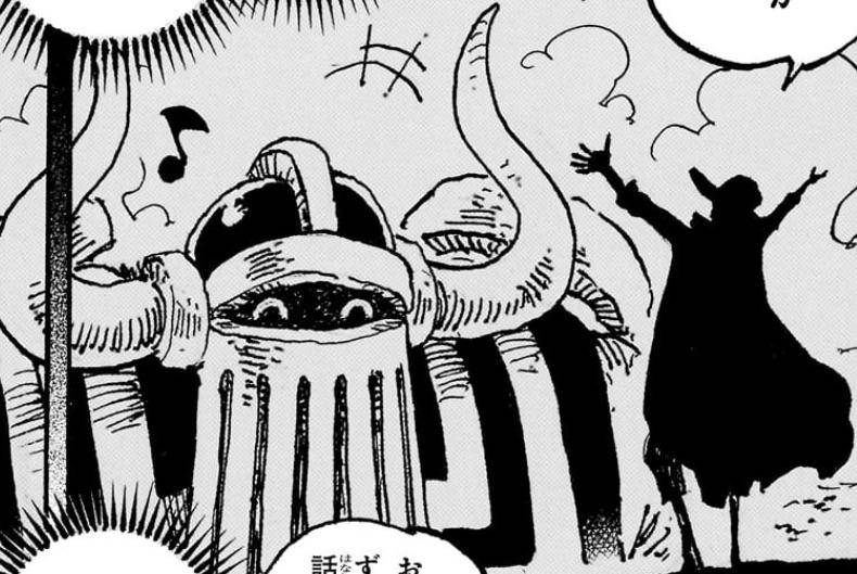Joy Boy dalam siluet bersama robot Emet (dok. Toei Animation/One Piece)