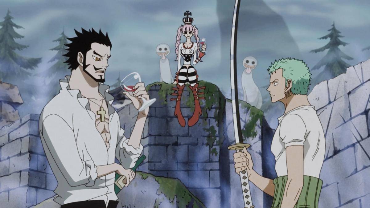 Zoro berlatih dengan Mihawk (dok. Toei Animation/One Piece)