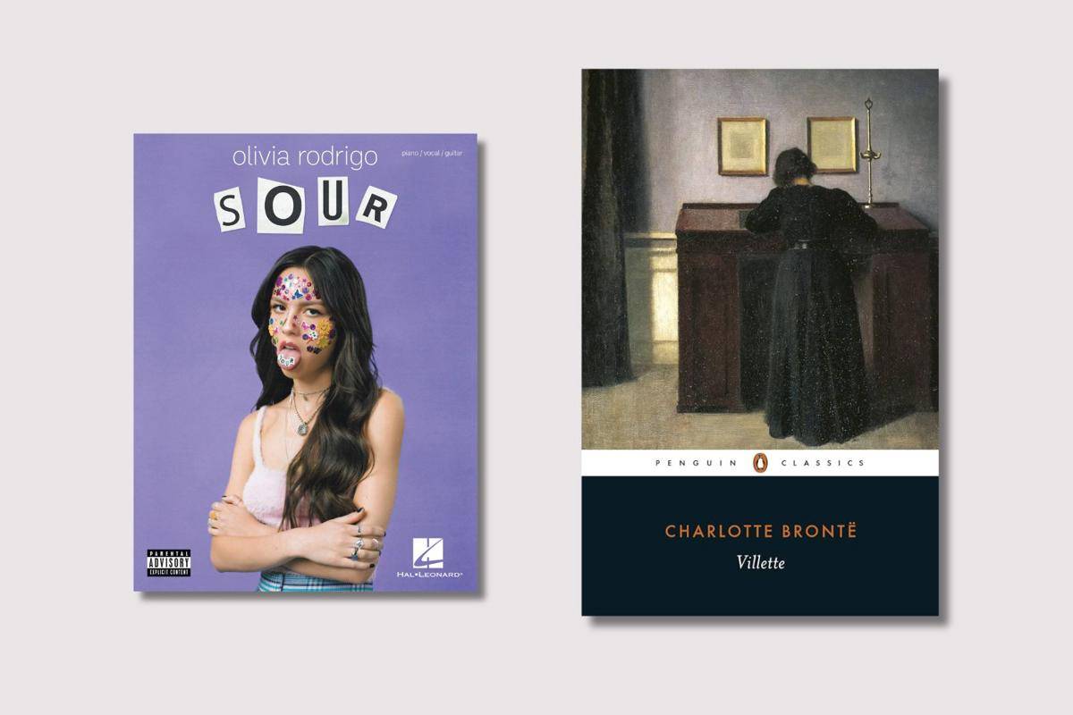 album Sour milik Olivia Rodrigo dan novel Villette karya Charlotte Bronte (dok. Penguin)