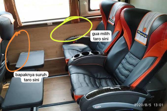 Posisi duduk korban kehilangan laptop di Bus Rosalia Indah Solo-Malang. (IDN Times/Istimewa)