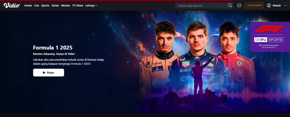 live streaming F1 melalui aplikasi Vidio (dok. Vidio)