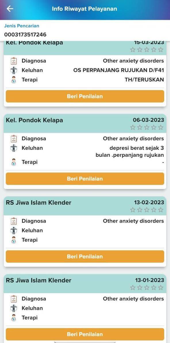 Tangkapan layar informasi riwayat pelayanan di aplikasi JKN Mobile.jpeg