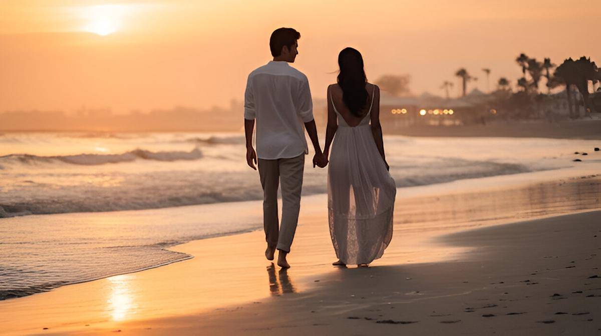 ilustrasi pasangan menyaksikan sunset (freepik.com/freepik)