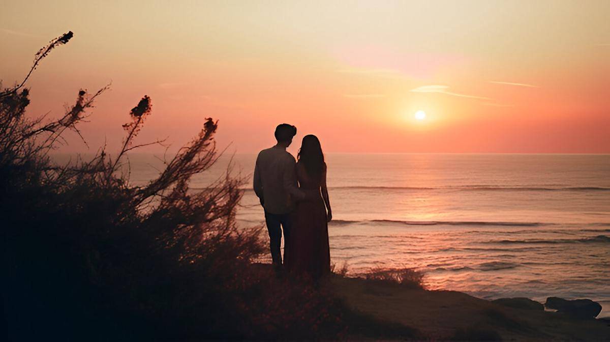 ilustrasi pasangan menyaksikan sunset (freepik.com/freepik)