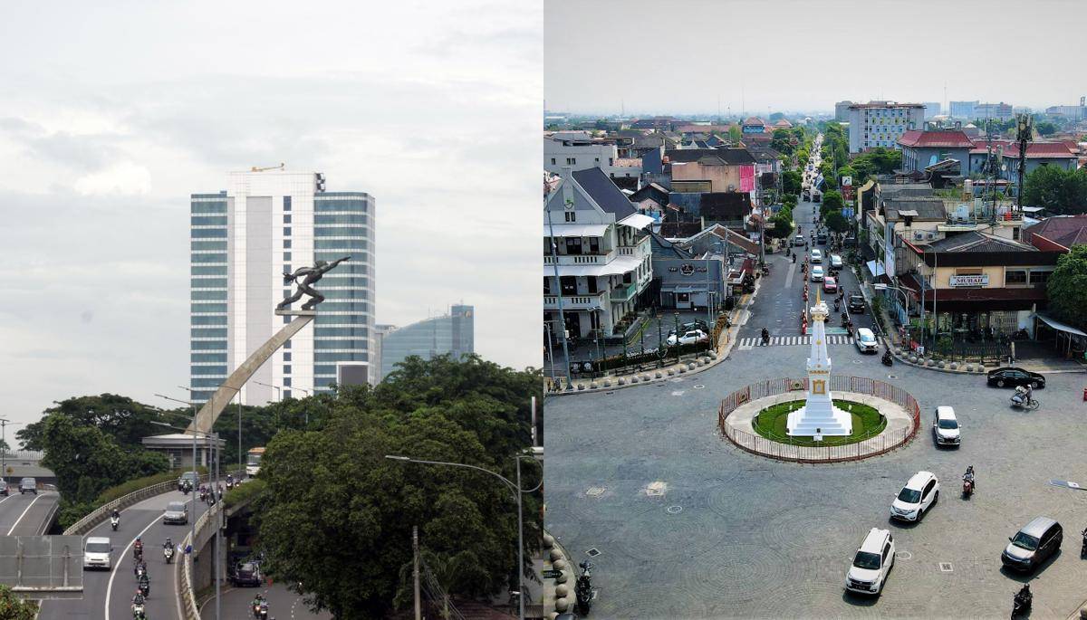 ilustrasi ikon Jakarta dan Yogyakarta (vecteezy.com/Bondeto ae)